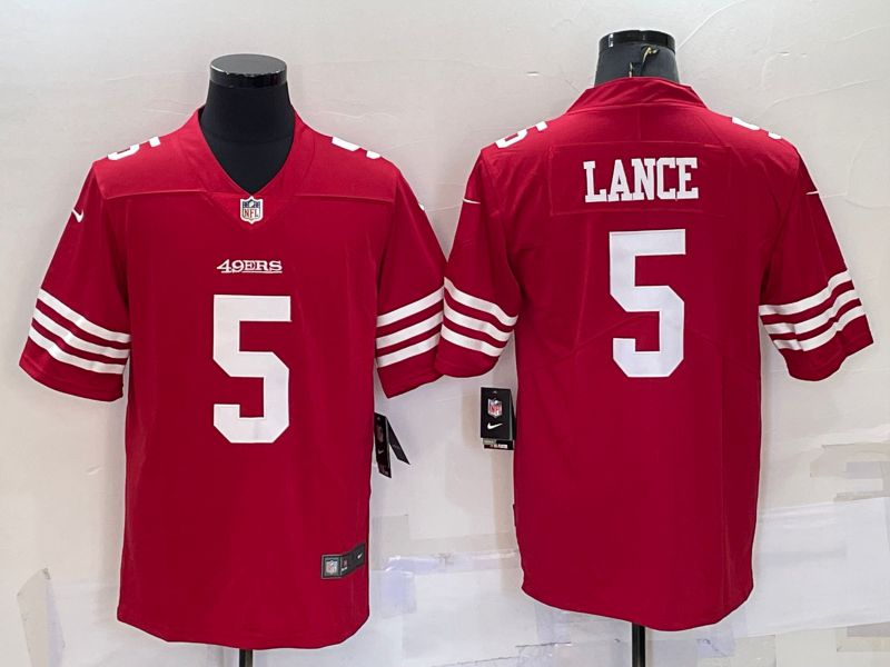 Men San Francisco 49ers #5 Lance Red New 2022 Nike Limited Vapor Untouchable NFL Jersey